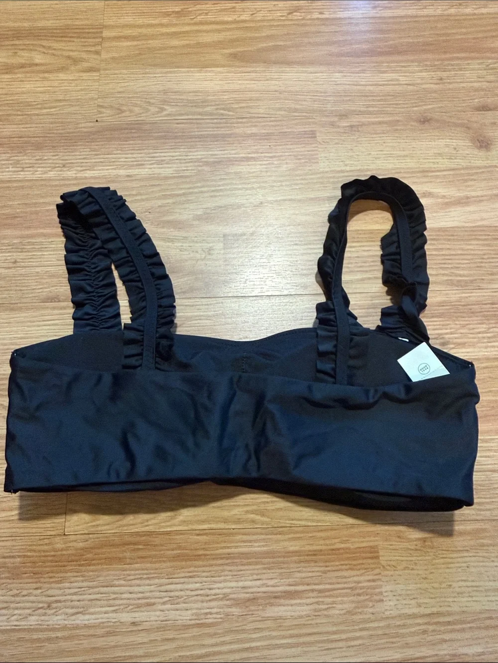 NWT Aerie Ruffle Bikini Top Black Size Large